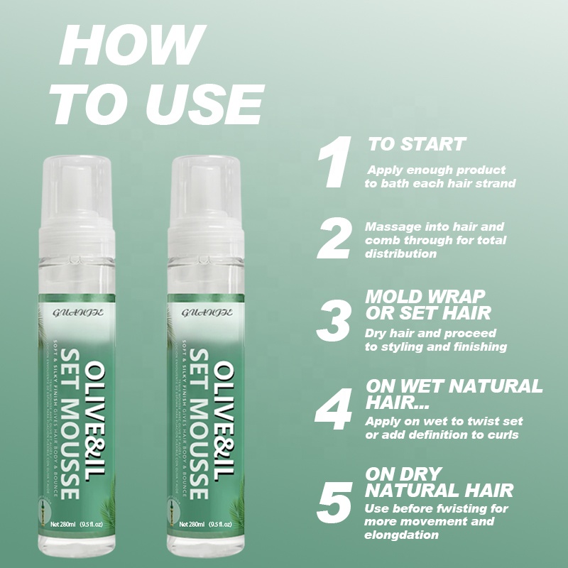 Organic Braiding Hair Mousse Strong Hold Fast Styling Anti Frizz Custom Formula