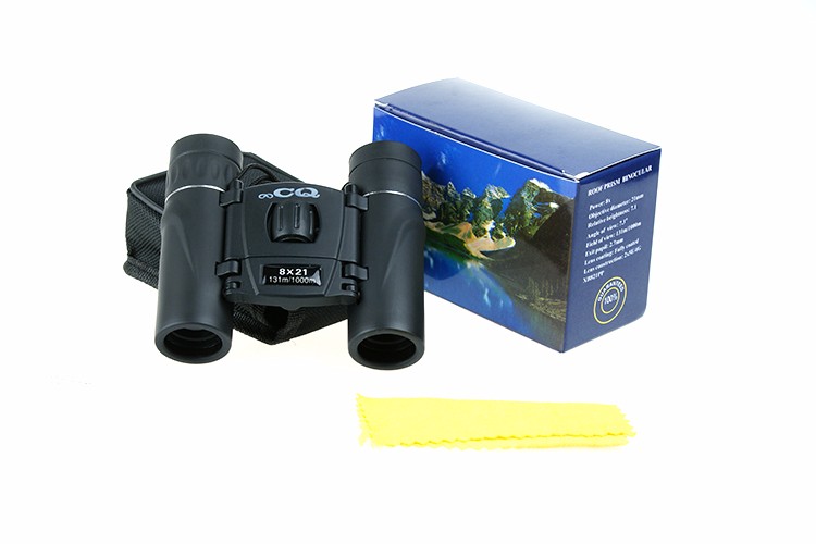 Compact Folding QC 8X21 Student Binoculars with Close Focus 6.4m and Eye Relief 10mm