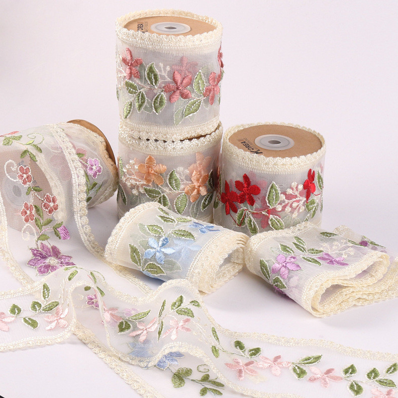 Embroidery Wired Organza Ribbon 85mm Single Face Printed Organza Ribbon