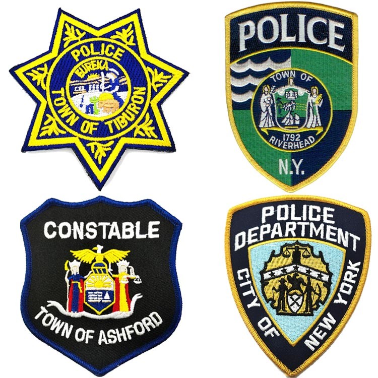 Heat Cutting Polyester Police Embroidered Patch Military Uniform