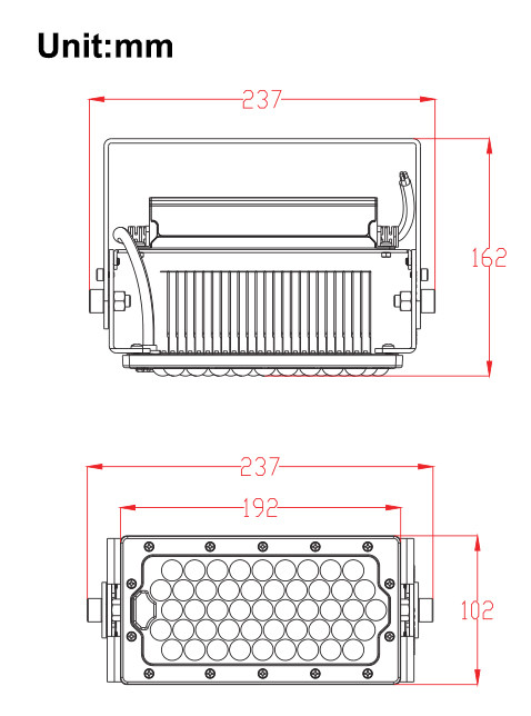 Aluminium cooling fin LED Flood lights Ra70 80 140lm/w Meanwell Driver 75w 10500lm