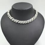 Brand New Luxury Hip Hop Rapper Necklace Rhinestone Iced Out Curb Silver Color