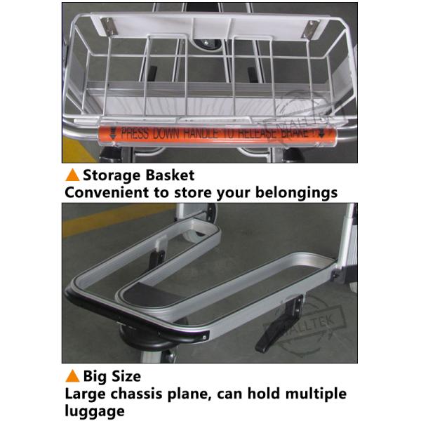Intermational Airport Aluminum Alloy Airport Luggage Trolley With Brake