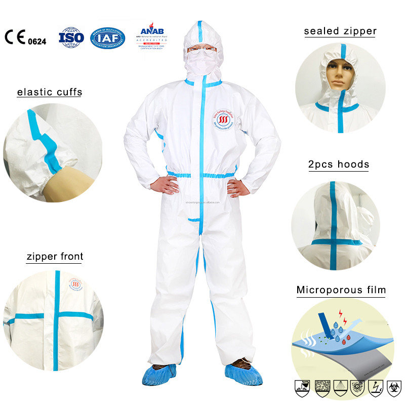 Non Woven Type 4 Polypropylene Disposable Protection Clothing Microporous Disposable Coverall