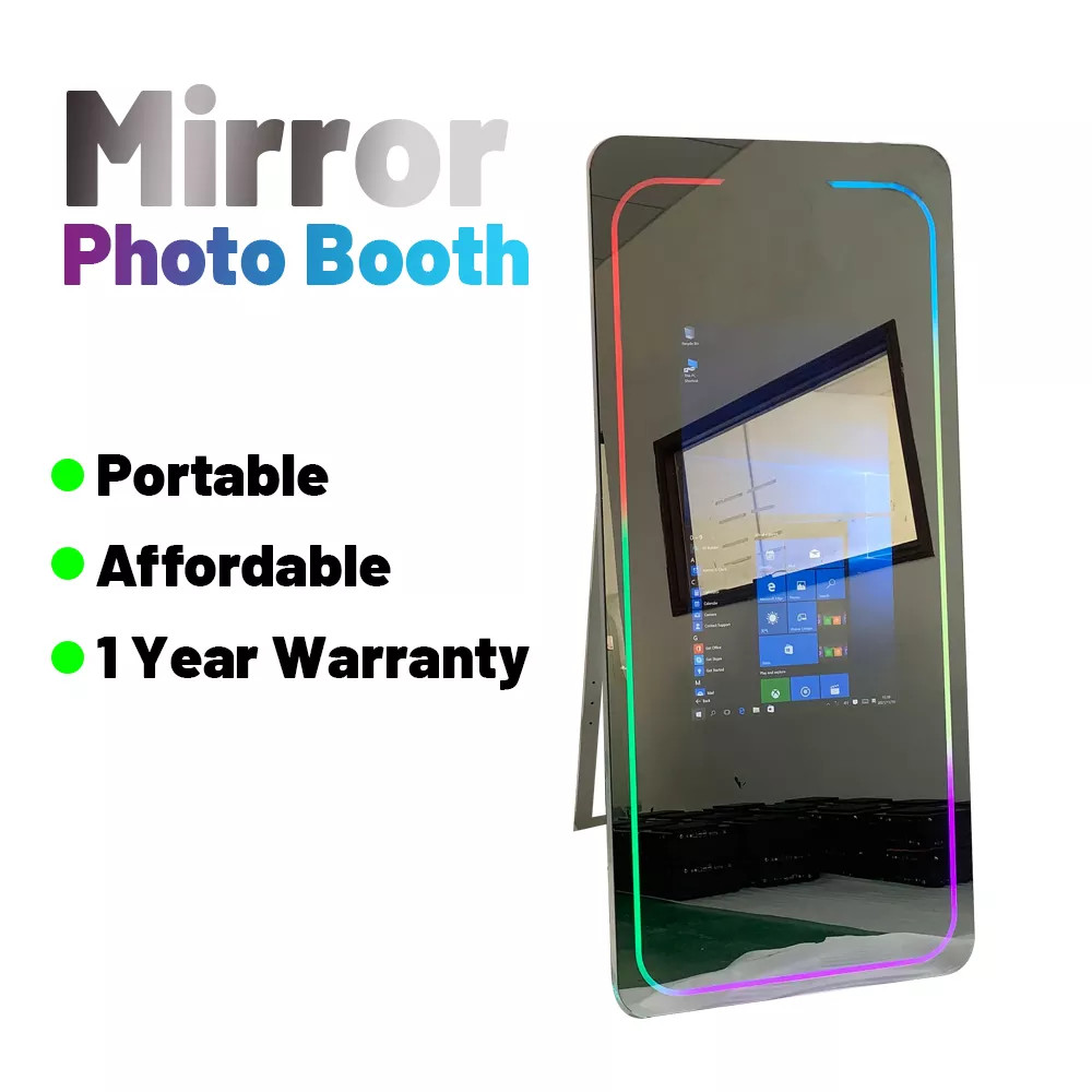 Mini Computer Portable Selfie Mirror Photo Booth Transport Glass Remote Control