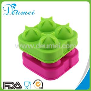 China Best Selling 4 Cavity Round Silicone Ball Shaped Ice Cube Tray/Silicone Ice Ball Maker wholesale