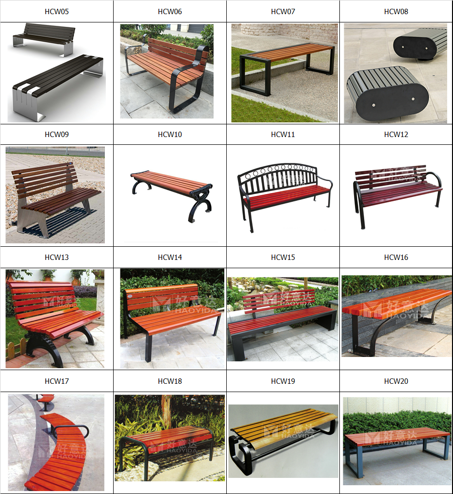 26W Inch Long Backrest Composite Wood Bench