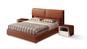 China Upholstered Kingsize Modern Leather Bed W006B10 wholesale