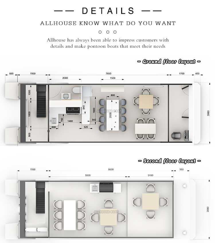 Aluminum Restaurant Boathouse floating restaurant For Elegant Dining Experience