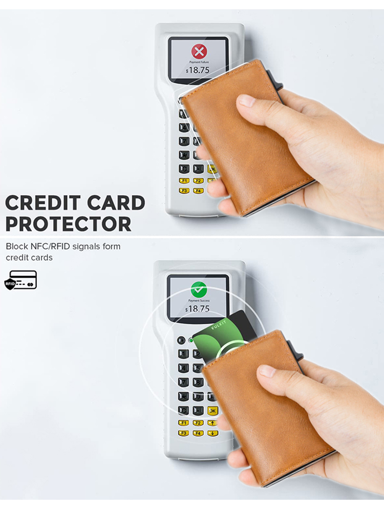 Minimalist Slim Metal Pop Up Rfid Blocking Business Credit Wallet for Daily Life