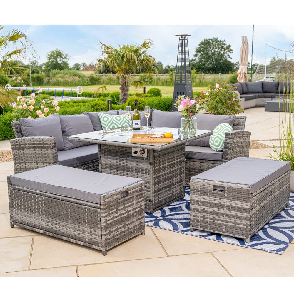 Add Elegance to Your Garden with AJUNION Wicker Woven Sofa Set and Fire Pit Table