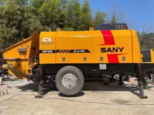 China 75KW Used Electric Concrete Trailer Pump Sany Yellow HBT60C wholesale