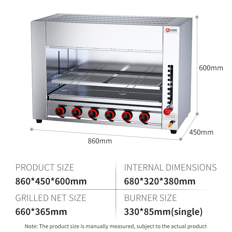 Gas Commercial Salamander Grill for Bakery Bread in High Capacity Stainless Steel Oven