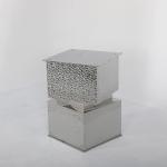 Matte Silver Marble Counter Height Table For Dining Room Use