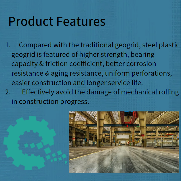 High Tensile Strength Steel Plastic Geogrid for Road and Railway Construction in Made