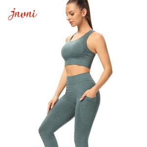 China Acid Wash Athletic Wear Set High Impact Sports Bra 100% Squat Proof Pocket Leggings wholesale