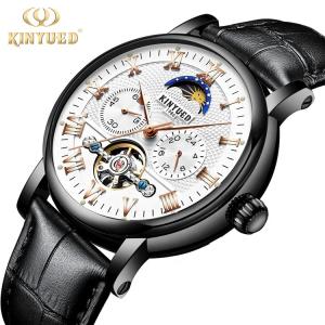 China Luxury Brand KINYUED Watches Tourbillon Automatic Movement With Moon Phase Mens Automatic Mechanical Watch wholesale