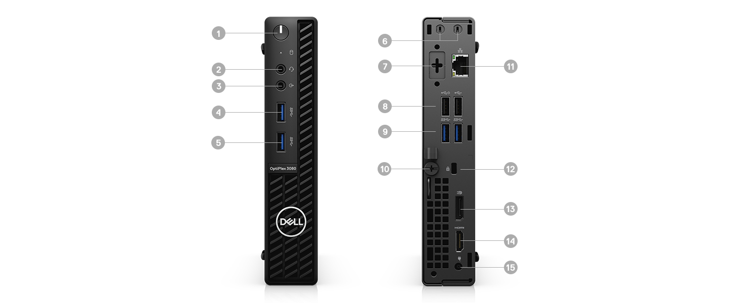 Dell Optiplex 3080 Micro Desktop MFF i3-10100T 16GB 512GB SSD WiFi BT Win10 Computer 3080
