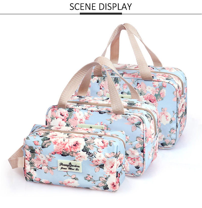 Personalised Printing Flower Design Beautiful Cosmetic Makeup Bag Set Fashion