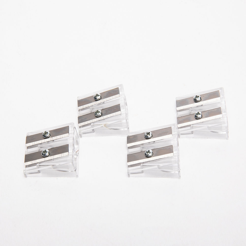 Plastic 13.3mm White Pencil Sharpener Double Hole