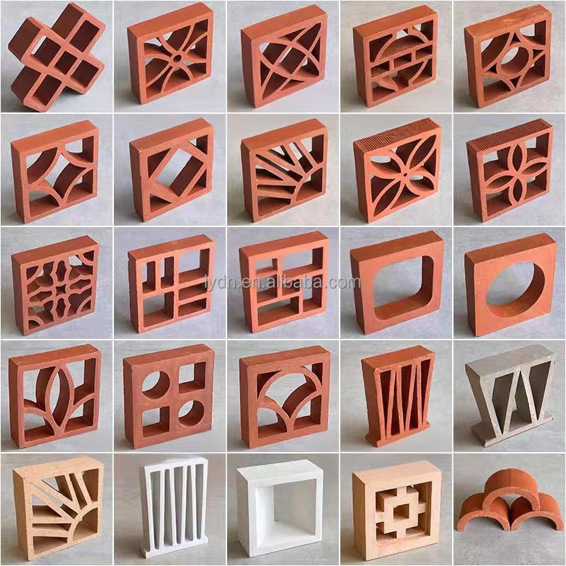 800 Centigrade Heat Insulation Terracotta House Build Block Decorative Material Rectangle Hollow Perforated Brick Outside