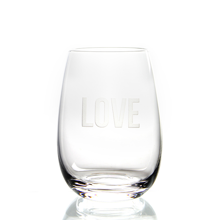 Best sellers transparent lead free crystal stemless red wine glass cup with engraving decoration