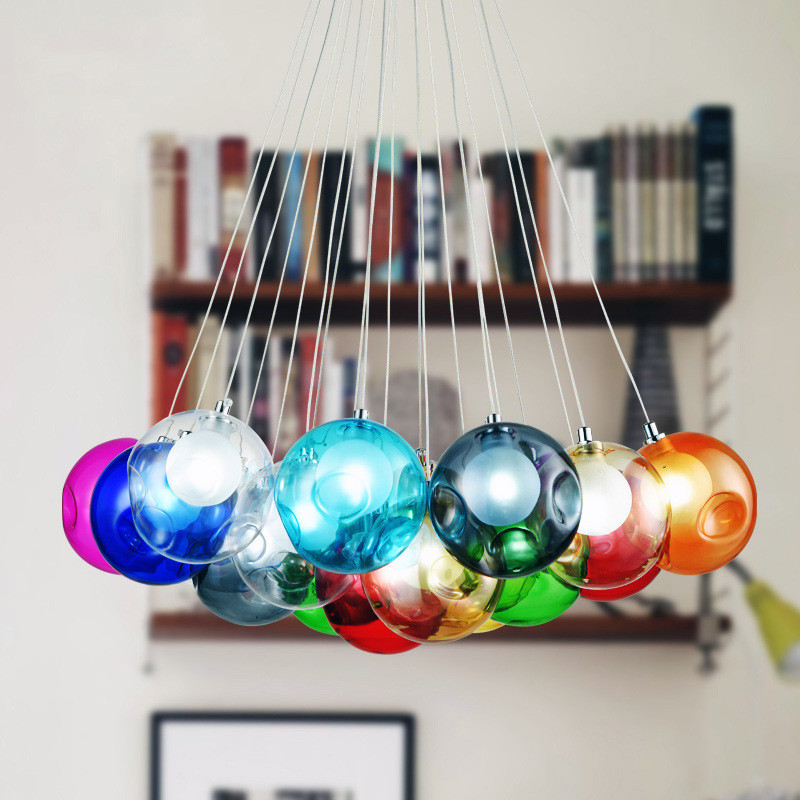 Colored Glass Ball Pendant Lamp for indoor Kids Children Room Chandelier (WH-GP-13)