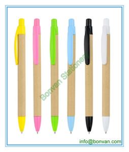 China eco paper promotional pen, craft paper advertising ball pen wholesale