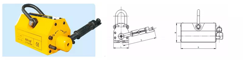 92X67mm Lifting Magnets 100kg 600kg 1000kg 3000kg Manual Permanent Magnetic Lifter