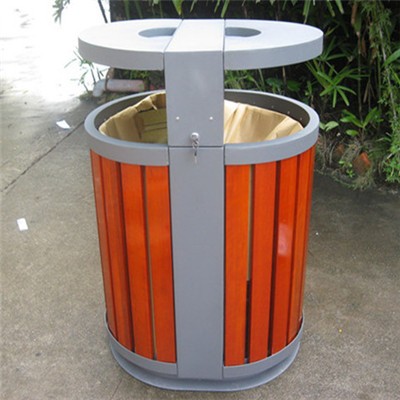 2 Compartment Wooden Garbage And Recycling Bin Sustainable Rectangular Shape