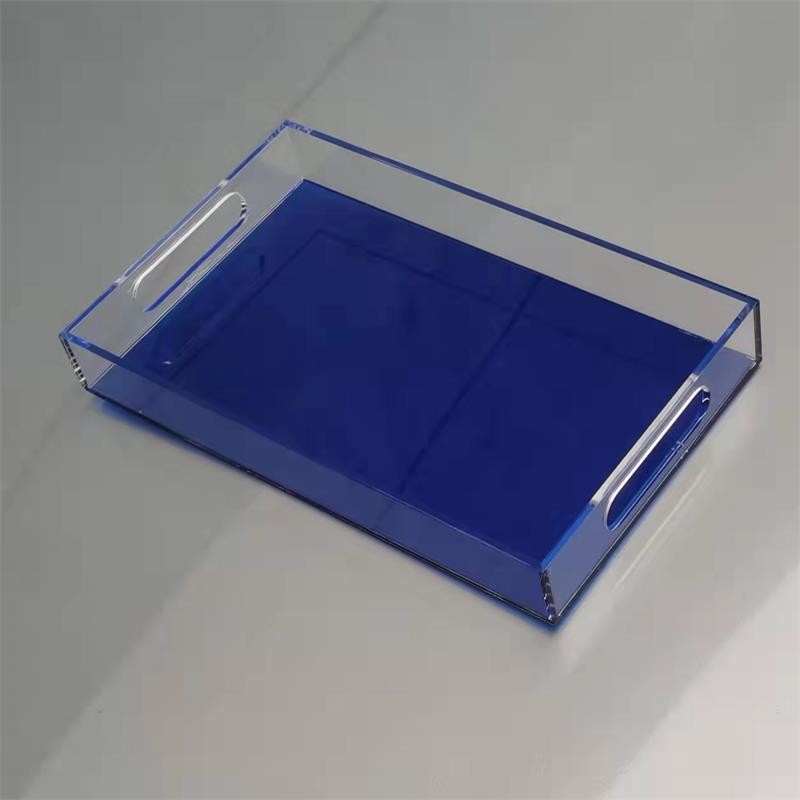 Smooth Finish Clear Acrylic Serving Tray Lucite Bread Tray With Custom Printing