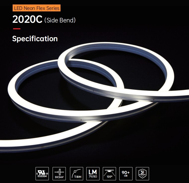 Flame Resistant LED Neon Flex Strip IP67 Waterproof With Visible Cutting Guide Window