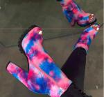 Fake Suede PU 5inch Ladies High Heeled Boots Open Toe Fish Mouth