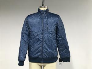China Chunky Denim Look Polyester Nylon Wadded Puffer Jacket With Rib Detail TW64465 wholesale