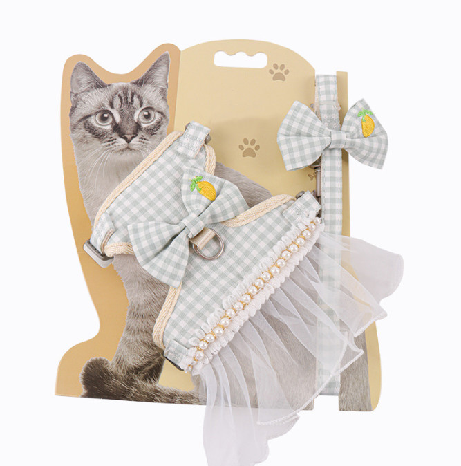 Cotton Adjustable Cat Collar Harness For Kitties Puppies Small Pets Outdoor