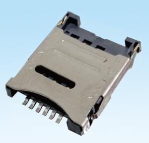China SIM Thermoplastic Housing Electrical Cable Connectors High=1.5mm 6Pin Push Type wholesale