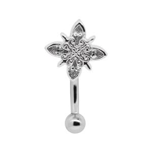 China Rose Gold Eyebrow Piercing Jewelry Clear Gems Flower 16G 316 Stainless Steel wholesale
