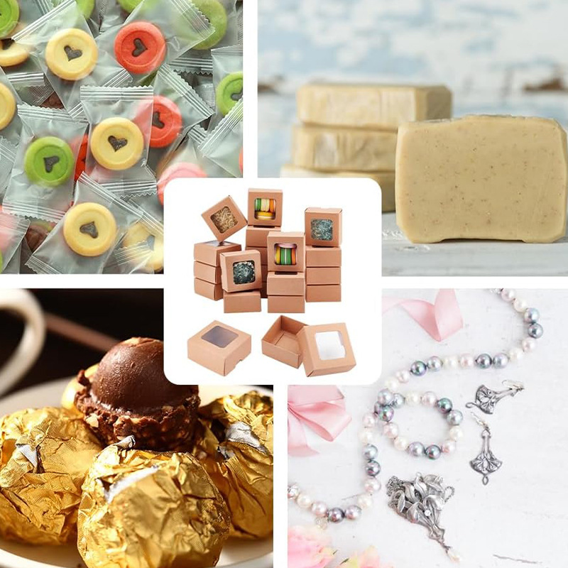 Eco Friendly Recycled Kraft Paper Sugar Chocolate Gift Packaging Boxes With Window Custom Cutout