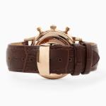 Brown Stainless Steel Chronograph Watch Mens Leather Strap Watches Mineral