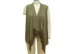China Sleeveless Casual Ladies Wear Long Drape Front Cardigan Knitting Pattern wholesale