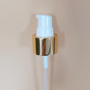China 24/410 PP Cream Pump Dispenser Gold Shiny Aluminum Cover wholesale
