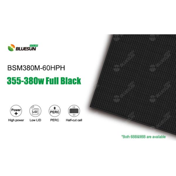 Bleusun 370w Solar Panel Half Cell 375w 380w 120cell Full Black Solar Panel Stock in US Long Beach Warehouse With UL