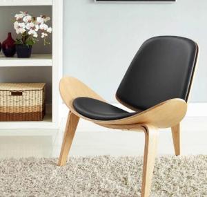 China Modern Leisure Shell Chair Lounge Chair In Dark Brown Leather wood stool wholesale