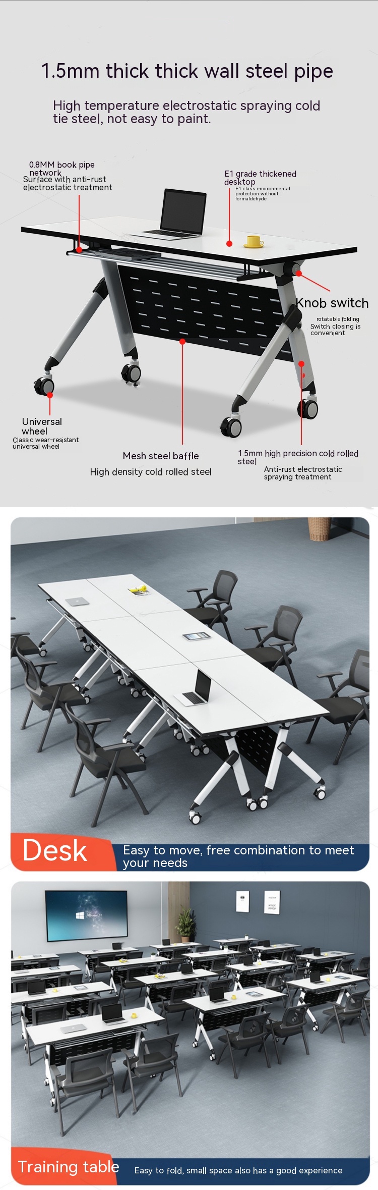 Pitcure Office Furniture Customizable Folding Conference Table for Dynamic Workspaces