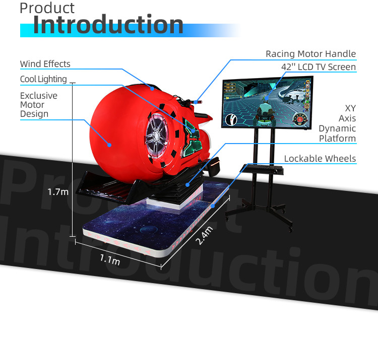 9D VR Racing Simulator Car Crazy Shopping Mall 1.5KW Motorcycle Racing Simulator