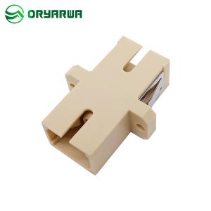 China Flange Simplex SC Fiber Optic Adapter Beige Color For Telecommunications wholesale