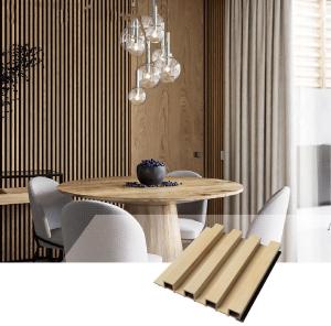 China Crack Resistance Grille Cladding Wpc Fluted Wall Panels Wood Grain 177*21.5mm wholesale