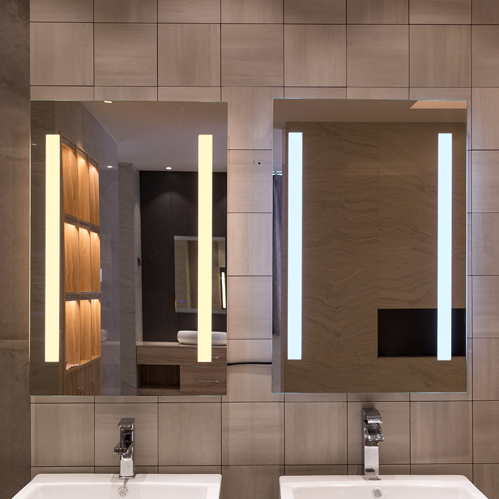 Smart Vanity Bathroom Mirror With Defogger And Hotel Light For Wall Mounted Led Mirror