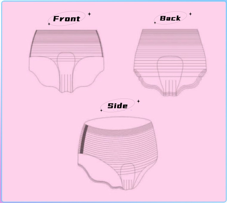 High Absorbency Disposable Menstrual Pants Non Woven Fabric Fluff Pulp SAP for Women