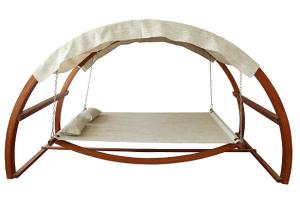 China Outdoor Furniture 325cm Length Wooden Garden Hammock Polyester Awning Double wholesale